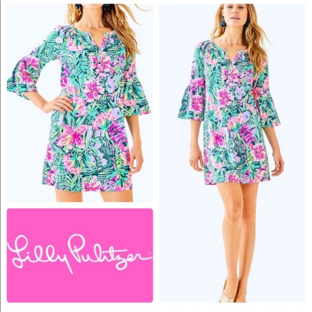Lilly Pulitzer Teigen Slathouse Soiree Dress XS Purple Elephant Pima Excellent